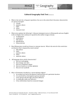 Cultural Geography Unit Test (Version A)