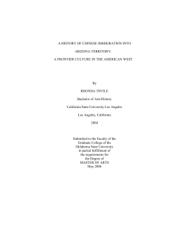 A HISTORY OF CHINESE IMMIGRATION INTO ARIZONA TERRITORY