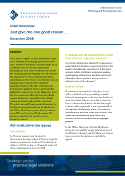 Just give me one good reason - Victorian Government Solicitor`s Office