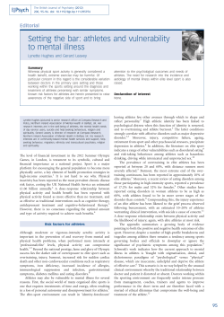 Setting the bar: athletes and vulnerability to mental illness