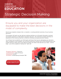 Strategic Decision Making - Haskayne School of Business