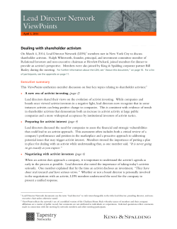 ViewPoints: Dealing With Shareholder Activism