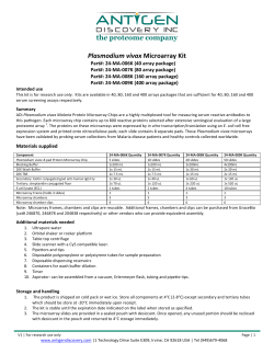 Plasmodium vivax Microarray Product Insert