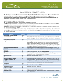 Expense Eligibility List &ndash; Medical FSAs and HSAs