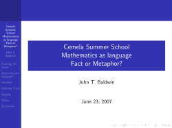 Cemela Summer School Mathematics as language Fact or Metaphor?