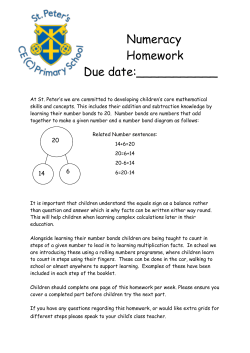 Numeracy Homework Due date - St Peter`s C of E Primary School
