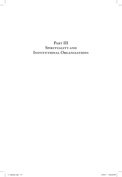 Part III Spirituality and Institutional Organizations