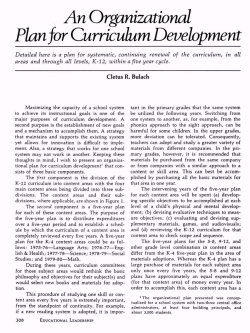 An Organizational Plan for Curriculum Development