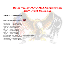 Boise Valley POW*MIA Corporation 2017 Event Calendar