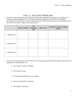 UNIT 12 &ndash; PRACTICE PROBLEMS