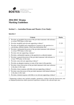 2016 HSC Drama Marking Guidelines