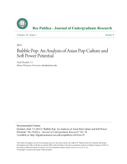 Bubble Pop: An Analysis of Asian Pop Culture and Soft Power