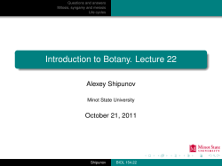 Introduction to Botany. Lecture 22