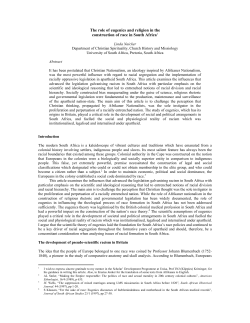 The role of eugenics and religion in the construction of race in South