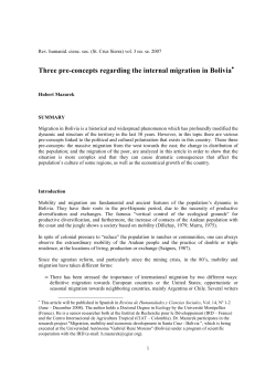 Three pre-concepts regarding the internal migration in Bolivia