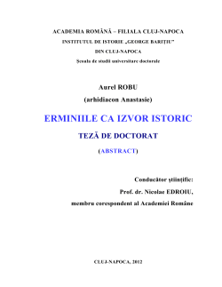 ABSTRACT - Institutul de Istorie George Baritiu