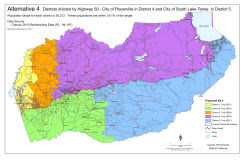 Alternative 4 Districts divided by Highway 50