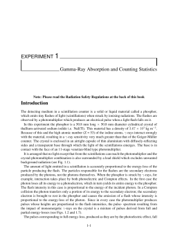 EXPERIMENT 1 Gamma-Ray Absorption and Counting Statistics