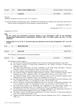 Chapter: 279 EDUCATION ORDINANCE Gazette Number Version