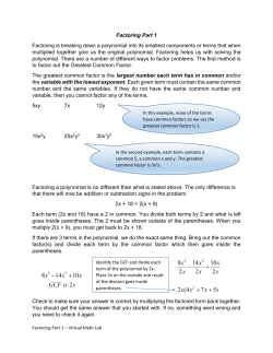 Factoring Part 1