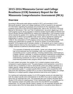 Summary Report for the Minnesota Comprehensive Assessment