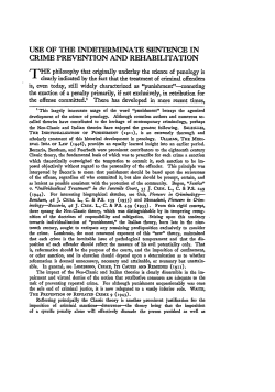 Use of the Indeterminate Sentence in Crime Prevention