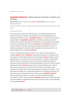 Qualitative Research : Observational methods in - ics