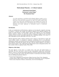 Motivational Theories – A Critical Analysis