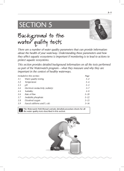 Background to the water quality tests