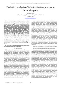 EVOLUTION ANALYSIS OF THE INDUSTRIALIZATION PROCESS