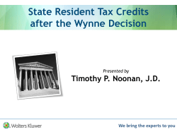 CCH Webinar: State Resident Tax Credits after the Wynne Decision