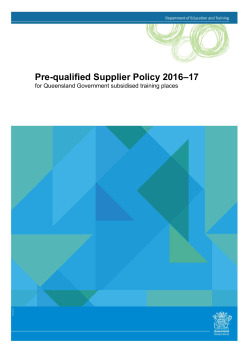 Pre-qualified Supplier Policy 2015&ndash;16