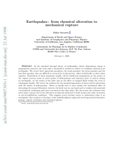 Earthquakes: from chemical alteration to mechanical rupture