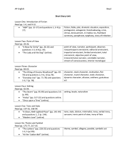 AP English Boyd Short Story Unit Lesson One: Introduction of Fiction