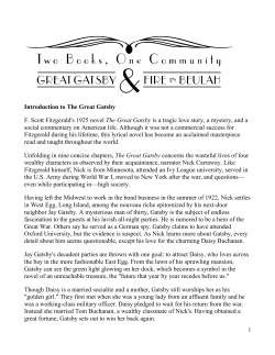 Introduction to The Great Gatsby F. Scott Fitzgerald`s 1925 novel The