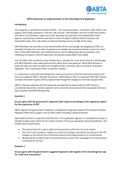 ABTA Submission on implementation of the Interchange Fees