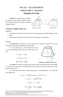 SOLID MENSURATION Frustum of a Cone π +