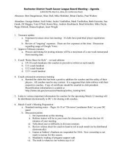Rochester District Youth Soccer League Board Meeting &ndash; Agenda