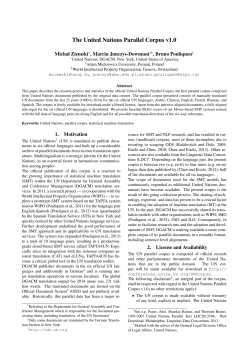 The United Nations Parallel Corpus, Language Resources