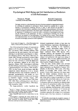 Psychological Well-Being and Job Satisfaction as