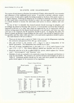 si-units and glaciology - International Glaciological Society