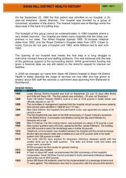 SWAN HILL DISTRICT HEALTH HISTORY