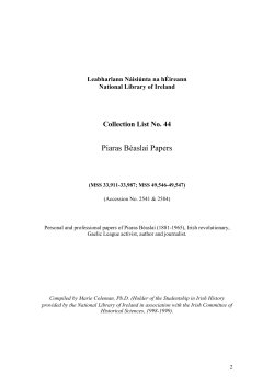 Piaras B&eacute;asla&iacute; Papers - National Library of Ireland