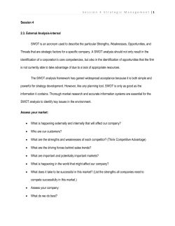 Session 4 2.3. External Analysis-internal SWOT is an acronym used