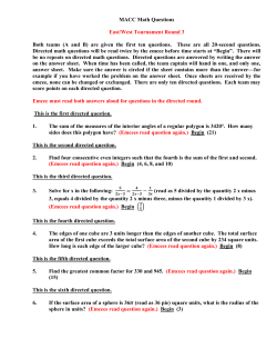 MACC Math Questions East/West Tournament Round 3 Both teams