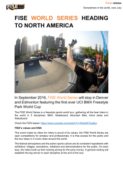 FISE WORLD SERIES HEADING TO NORTH AMERICA