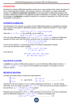 (4.8) Solving Systems of Linear DEs by Elimination