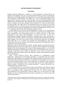 Tom Regan - Are Zoos Morally Defensible