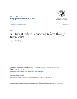 A Citizen`s Guide to Redisticting Reform Through Referendum