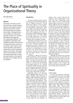 The Place of Spirituality in Organizational Theory